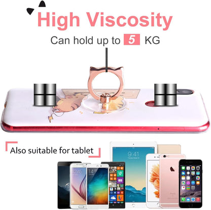 Cat Phone Ring Holder - EI Sonador Clear Cell Phone Ring Holder Transparent Stand Finger Grip (1 Silver + 1 Rose Gold Cat)