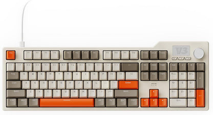 AJAZZ AK35I V3 104-Key Full Size Wired Gasket Mount Gaming Keyboard with Multimedia Buttons & Knob Control | Five Layer Pad | OEM Profile PBT Keycaps | White Backlit Custom Keyboard