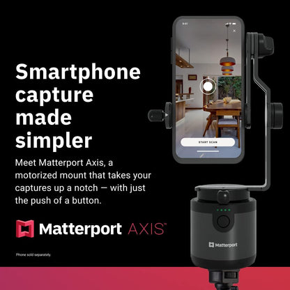 Matterport Axis Gimbal Stabilizer - Motorized Rotating Mount for Professional 3D Virtual Tour 360 Photo Scans with Portable and Foldable Tripod