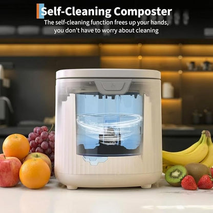 2.5L Electric Countertop Compost Bin, Food Cycler with Auto-Clean & LED Display, Quiet Odor-Free Food Waste Recycler for Kitchen, Turns Scraps into Fertilizer for Garden