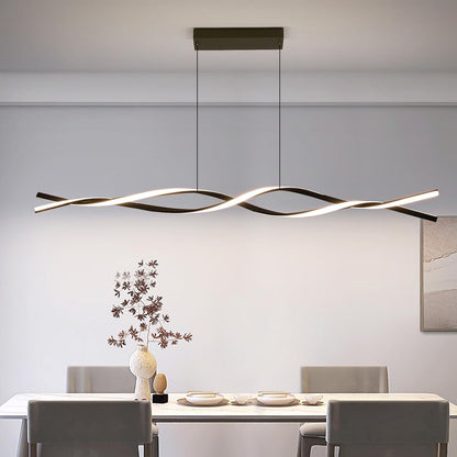 Modern Ceiling Chandelier Light, Acrylic Anti Flicker Pendant Lamp with Remote Control Dimmable 3 Color Mode & Brightness (Warm Cool Neutral Light) for Kitchen Bar Walnut 57in