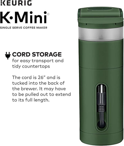 Keurig K-Mini Single Serve Coffee Maker with 6-12Oz Cup Sizes, Quick Brewing, and Removable Drip Tray (Evergreen, Renewed)