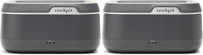 Crock-Pot 28-Ounce Mini Electric Heated Lunch Box, Portable Food Warmer, Perfect for Travel, Car, On-the-Go, Keeps Food Warm, Spill-Free, Dishwasher-Safe, Ideal Gift for Men & Women, Gray (Pack of 2)