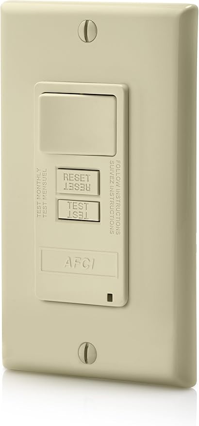 Leviton Combination, 15 Amp, Self Test, LED Indicator Light, AFSW1-I, AFCI/Switch, Ivory