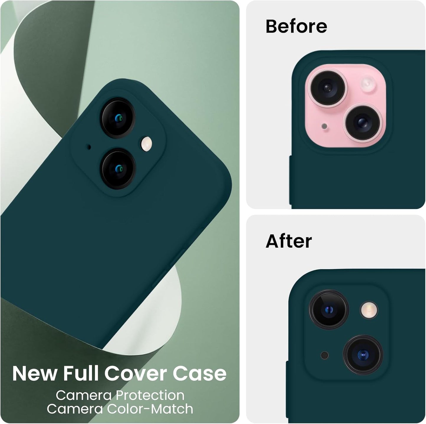 FireNova Designed for iPhone 15 Case, Silicone Upgraded [Camera Protection] Phone Case with [2 Screen Protectors], Soft Anti-Scratch Microfiber Lining Inside, 6.1 inch, Teal