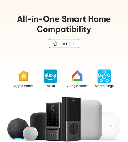 eufy Smart Lock E31, Fingerprint Keyless Entry Door Lock with Apple Home Ecosystem, for Front Door or Back, Supports Matter, Apple Home, Alexa, Google, 10000mAh Battery, Auto Lock