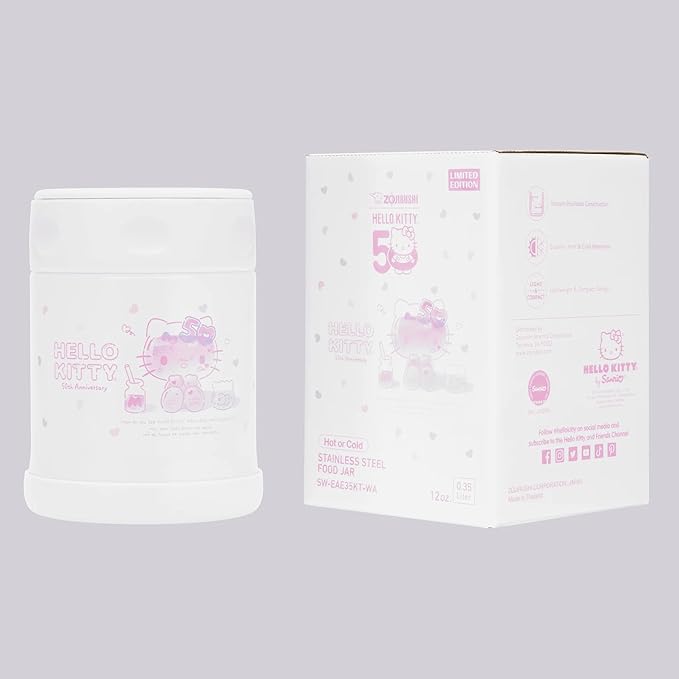 Zojirushi SW-EAE35KT Stainless Steel Food Jar, 12-Ounce, Hello Kitty Collection 50th Anniversary LTD