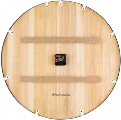Oldtown Farmhouse Metal & Solid Wood Noiseless Wall Clock (Coastal Grey, 24-inch)