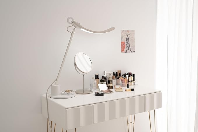 BenQ Genie e-Reading Desk Lamp - Bright Lighting for Small Workspace, Dimmable with 13 Color Modes, Auto-dimming, Eye-Caring Lamp for Home Office, Reading, Study, Craft, Matte Gold