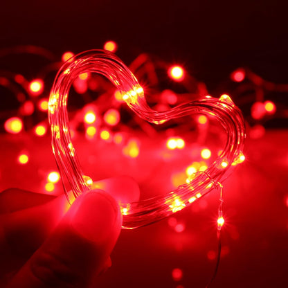 XINKAITE String Lights, 10FT/3M Red LED, Waterproof, Indoor/Outdoor, Battery Operated, 30 Super Bright Bulbs, Perfect for Holidays & Parties
