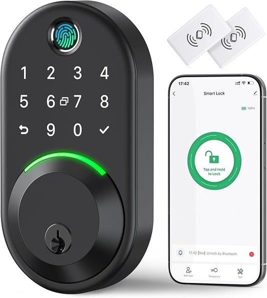 Smart Deadbolt Door Lock with Keypad:Yamiry Fingerprint Keyless Entry Deadbolt,Digital Smart Locks for Front Door,Electronic Code,Easy Installation