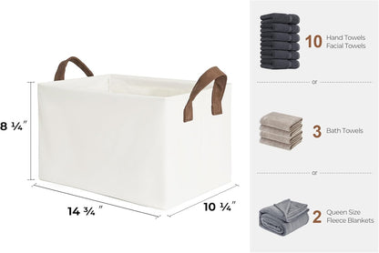 StorageWorks Storage Bins, Fabric Storage Bins for Shelves, Storage Baskets with Metal Frame, Closet Baskets and Bins with Handles, Beige, 2-Pack