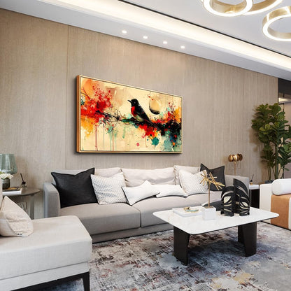 hyidecorart Wood Framed Wall Art For Living Room Wall Decor For Bedroom Office Home Wall Decor Pictures Posters Artwork Abstract Watercolor Bird Painting Hotel Canvas Art Modern Room Decoration