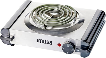 IMUSA USA GAU-80311 Electric Single Burner 1000-Watts, Stainless Steel, Silver
