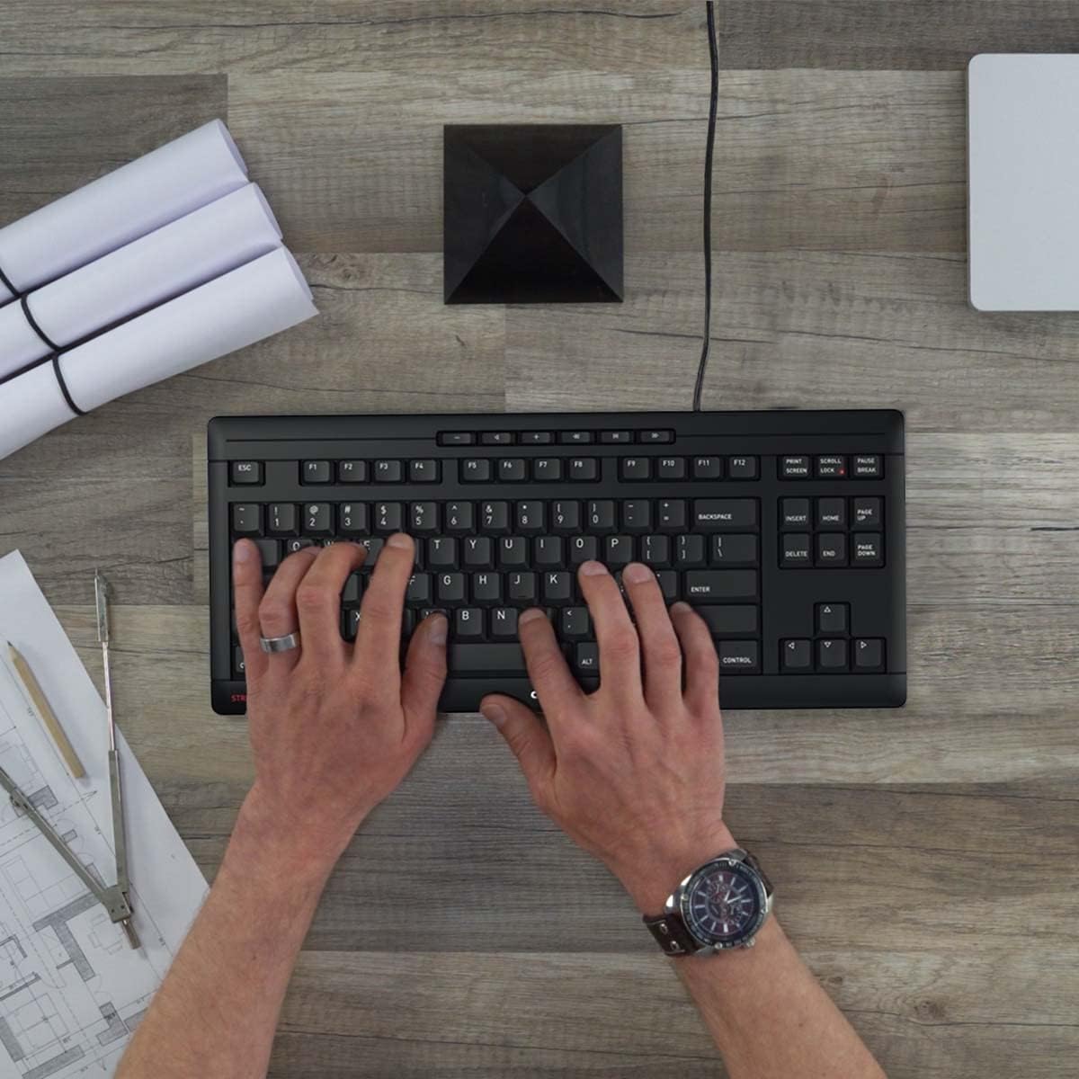 CHERRY Stream Keyboard TKL Wired USB TenKeyLess Compact Version without Number Pad. Silent Keystroke. Ideal for Office and Industrial Use.