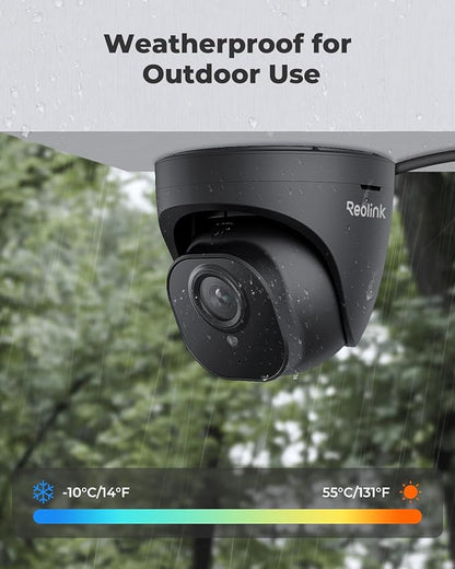 REOLINK 5MP PoE Camera for Home Security, Surveillance Outdoor Indoor, Support 512GB SD Card, Human/Vehicle/Pet Detection, Work with Smart Home, 100ft IR Night Vision, Time-Lapse, RLC-520A(Black)