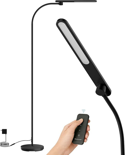 Honeywell F4 Sunturalux™ LED Floor Lamp with Wireless Remote, CRI 97 Full-Spectrum Dimmable Reading Light, Flexible Gooseneck Task Lamp, 77.5" Tall Standing Lamp