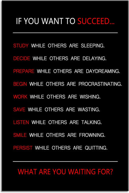 If You Want to Succeed Motivational Wall Art for Office Inspirational Painting Positive Entrepreneur Quotes Canvas Poster Pictures Print Wall Decor Artwork for Living Room Framed [24''Wx 36''H]