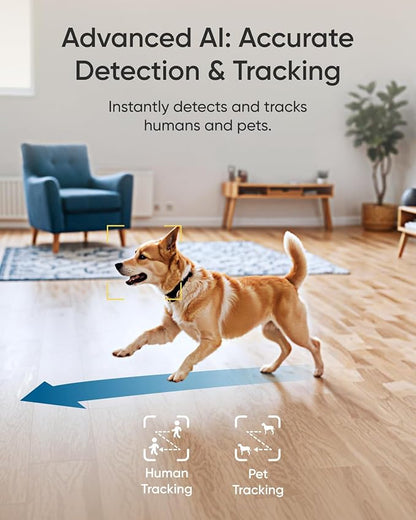 eufy Security Indoor Camera E30, Latest Generation, 4K UHD Security Camera, 360° Coverage, Color Night Vision, AI Detection for Human/Pet/Crying, Human/Pet Auto Tracking, Works with Homekit,Black