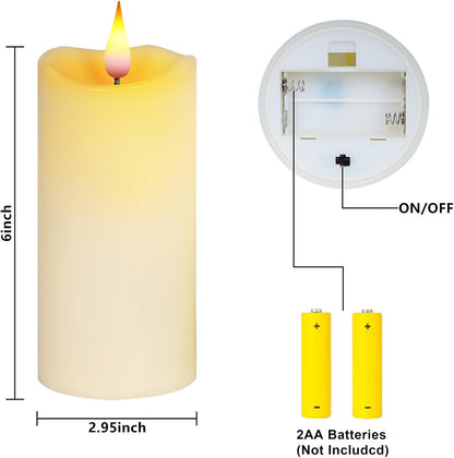 Aignis Indoor Flameless LED Candles Battery Operated with Remote Timer and Unique Double-Color Flame for Home/Wedding/Holiday Decor, Set of 2(D 2.95" x H 6")