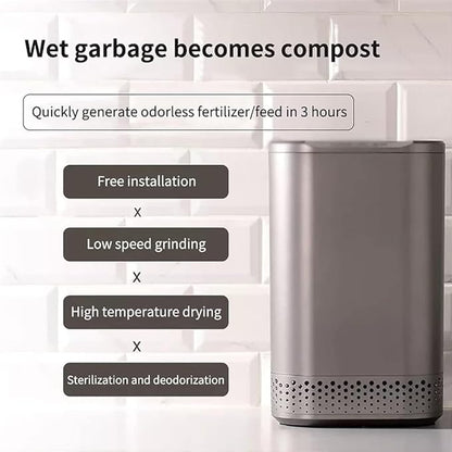 Electric Food Waste Processor, 700W Smart Waste Kitchen Composter, 2.5L Capacity Countertop Automatic Food Waste Cycler, Turn Garbage to Compost and Low Noise and Quiet Design (Color : Glod)