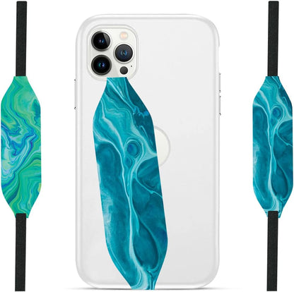Phone Grip Strap - Pack of 2 Reversible Finger Holder for Phone Back, Customizable Anti-Slip Design, Wireless Charging Compatible Detachable Holder for iPhone - Ripple Opal