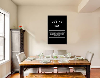 WYJZDZQ8 Desire Noun Inspirational Canvas Office Print Wall Art Motivational Picture Poster Painting Modern Inspiring Artwork for Home Living Room Bedroom Decor Ready to Hang [24''W x 36''H]