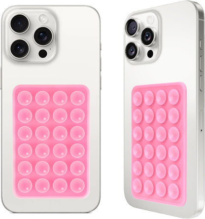 2PCS Silicone Suction Phone Case Mount,Non Slip Suction Cup Phone Mount,Hands-Free Phone Accessories Holder for Selfies and Videos,Silicon Adhesive Phone Stand Sticky for Cell Phone Pink