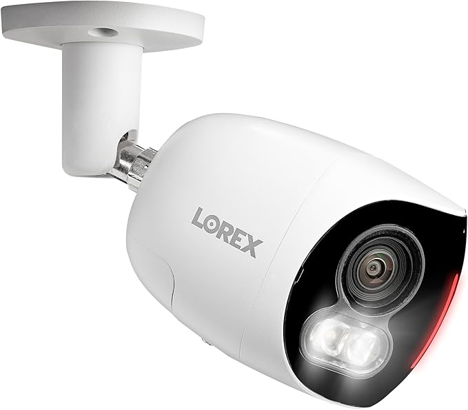 Lorex 4K 8MP IP Wired Dual-Lens Add-On Outdoor Security Camera | Smart Security Lighting | Motion Detection | 180° Panoramic View | Auto Framing | Color Night Vision | 2-Way Talk | Requires Recorder