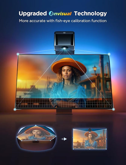 Govee TV Backlight 3 Lite with Fish-Eye Correction Function Sync to 75-85 Inch TVs, 16.4ft RGBICW Wi-Fi LED Strip Lights with Camera, 4 Colors in 1 Lamp Bead, Voice and APP Control, Adapter