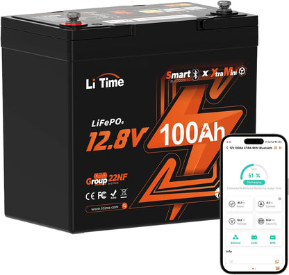 LiTime 12V 100Ah Xtra-Mini Bluetooth Small LiFePO4 Battery (2)