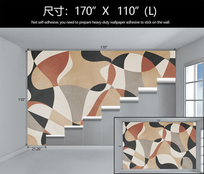Geometric Abstract Art Wallpaper Mural for Living Room (Not Peel and Stick)