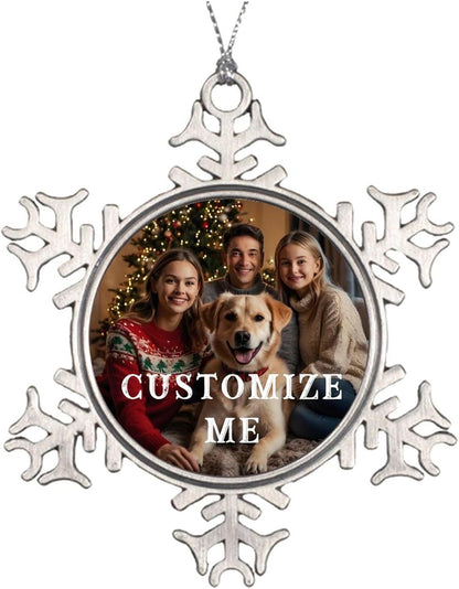 Personalized Christmas Ornaments - Custom Picture & Text Ornaments for Christmas 2024, Baby's 1st Christmas Ornament with Picture for Xmas Tree Custom Gifts for Family, Mom, Dad, Friend (Snowflake)