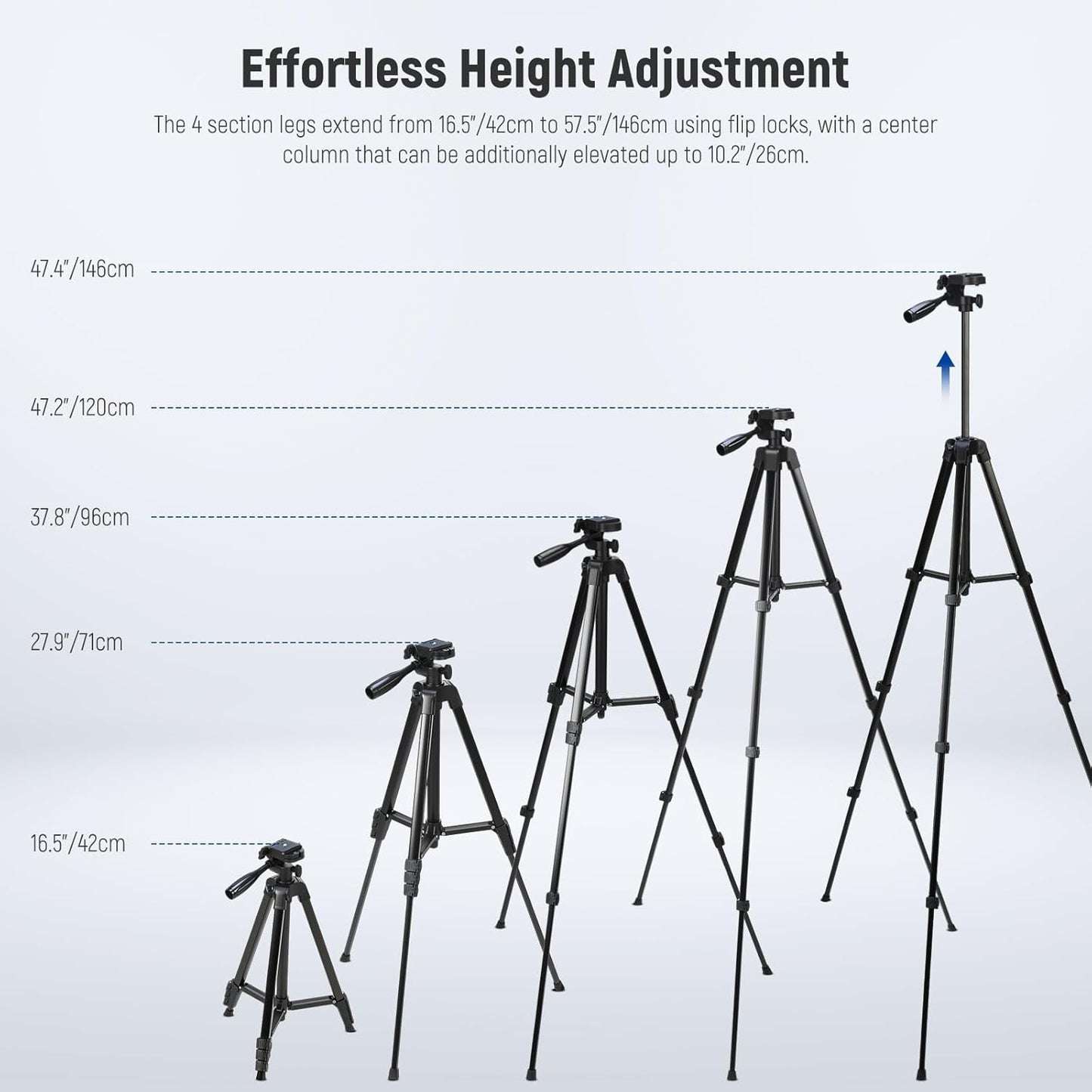 NEEWER Entry Level Version Tripod for Cell Phone & Camera, Metal Lightweight Portable Travel Stand with Cold Shoe Cellphone Holder Mount Compatible with iPhone for Video Recording Filming, TP53