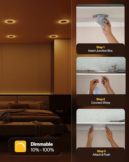 Sunco 4 Inch LED Recessed Lights with Night Light, Slim Ceiling Lighting, 900 LM, 11W (110W Equiv), Selectable CCT 2700K/3000K/3500K/4000K/5000K, Dimmable, Canless with Junction Box ETL 4 Pack.