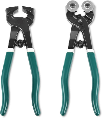 2Pcs Glass Tile Nippers Set, Heavy Duty Wheeled Glass Mosaic Nipper & Hd Ceramic Tile Nipper, Tile Cutter, Mosaic Cutter Tool for Cutting Glass Mosaic, Ceramics, Stone, Metal