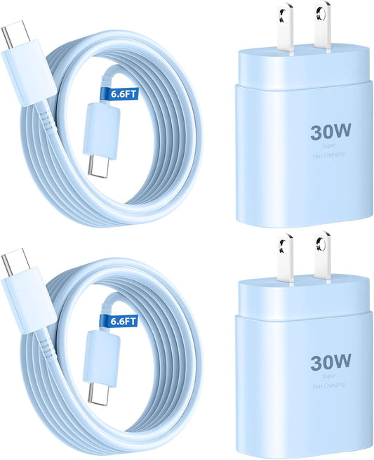 USB C Phone 16 15 Charger Fast Charging,30W Phone 16 15 Pro Max Charger Block &6.6FT Long USB C to C Charging Cable Cord for Phone 16 15/16 15 Pro Max/16 15 Pro/15 Plus/Samsung Galaxy S24 Ultra,Blue