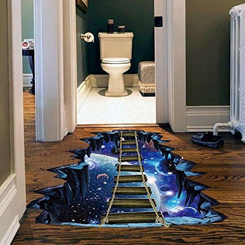 Quanhaigou Blue Galaxy Bridge Wall Sticker,3D Outer Space Decorations Decal for Home Decor Kids Bedroom Large