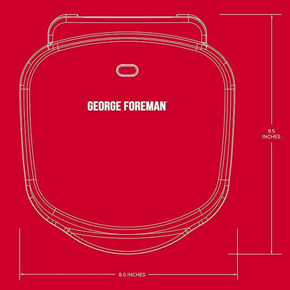 George Foreman GR10B 2-Serving Mini Grill & Panini Press, Compact 7.3” x 5.6” Cooking Surface,1–2 Servings, Dorms & Small Kitchens