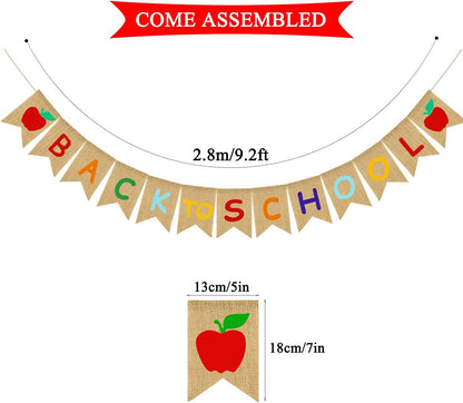JOZON Back to School Burlap Banner First Day of School Bunting Banner Garland Classroom Home Party Decorations School Classroom Blackboard Hanging Decor Sign Schoolyard Party Supplies
