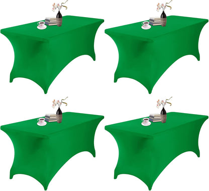 4Pack Spandex Waterproof Table Covers 6ft，Spandex 6ft Waterproof Table Cover for Party,Wedding, Banquet, and Events(Emerald)