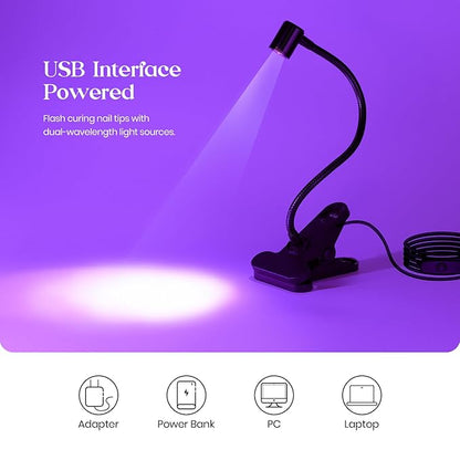 Beetles UV Nail Lamp for Gel Polish Mini LED Light with Clamp for Nail Art Design Fingernail Extension Quicky-Dry Curing Lamp for Techs Manicure Salon DIY at Home