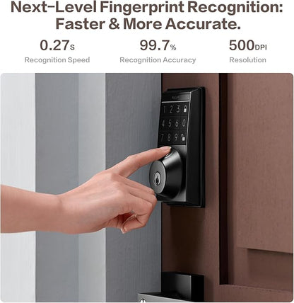 Keylynx 4-in-1 Smart Door Lock with APP Control, Fingerprint Door Locks with Keypad Deadbolt, Keyless Entry Door Lock with Auto-Locking, 16-Month Battery Life Deadbolt Lock, Easy Installation
