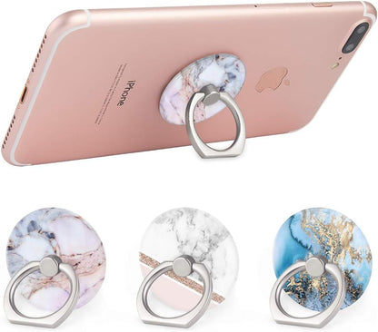 Bonoma Cell Phone Ring Holder Stand, 360 Rotation 3-Pack Universal Smartphone Ring Grip Stand Compatible with Smartphones and Tablets Marble