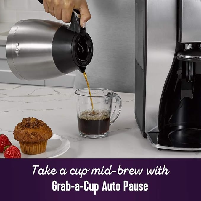 Mr. Coffee 10-Cup Programmable Coffee Maker, Insulated Thermal Carafe, Brew Strength Selection, Brew Now or Later, Stainless Steel