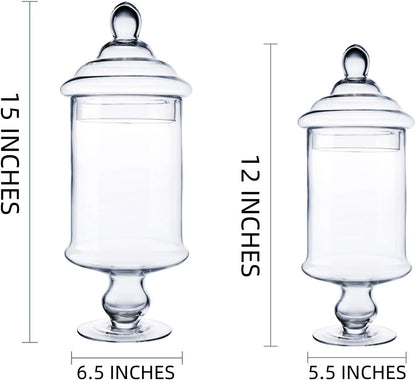 Diamond Star Clear Glass Apothecary Jar Decorative Candy Buffet Jars Elegant Glass Storage Containers (Height: 12" Body: 6")