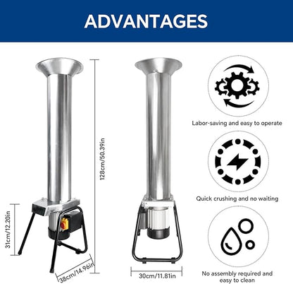 SQUEEZE master Electric Grinder -Stainless Steel Fruit Crusher-1100W-3400R/min-Apple Crusher For Wine and Cider Pressing