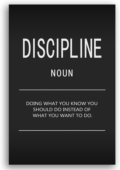 Inspirational Canvas Wall Art Inspiring Painting Prints Motivational Entrepreneur Quotes Discipline Noun Posters Inspiration Office Home Decor Artwork Living Room Framed Ready to Hang[12" W X 18" H]