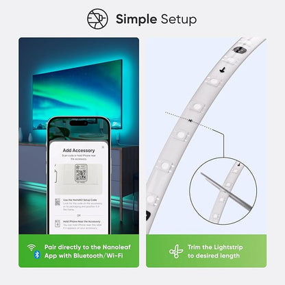 Nanoleaf Essentials Matter Bluetooth & WiFi Smart Multicolor LED Lightstrip 200" Smarter Kit (5m) - RGB & Whites, Controller, App & Voice Control (Works with Apple Home, Google Home)