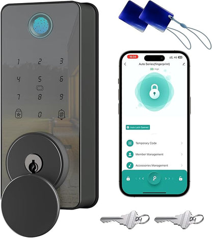 Fingerprint Door Lock, Biquole Keyless Entry Door Lock, Smart Lock with App Control, Electronic Keypad Deadbolt, Auto & One Touch Lock | Digital Smart Door Locks | Easy Installation | IP54 Waterproof